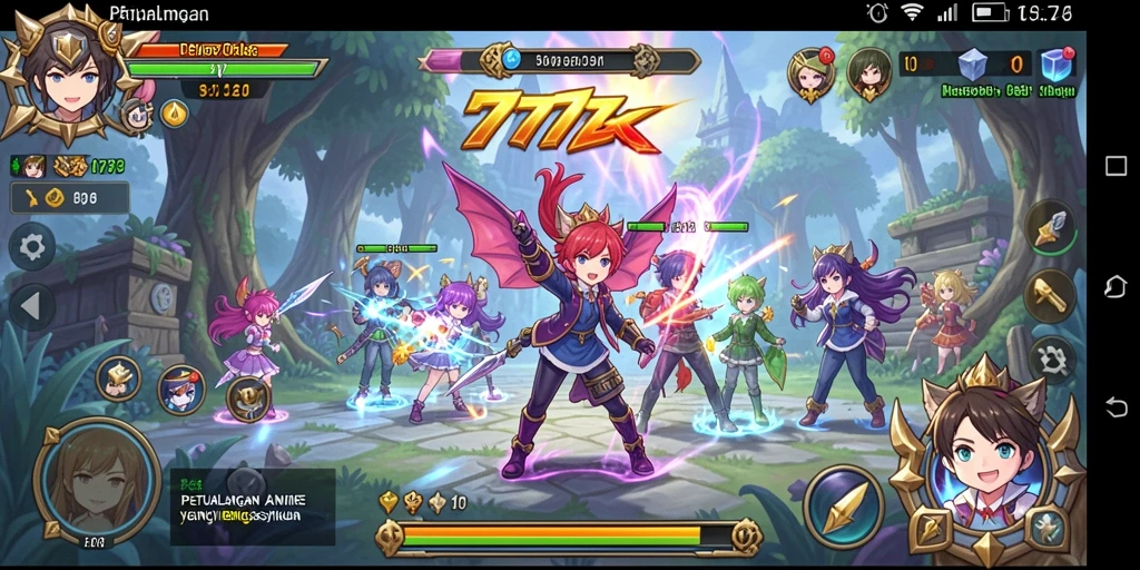 Tangkapan layar dari gameplay <strong>777ZX</strong> yang menunjukkan pertarungan karakter Anime.