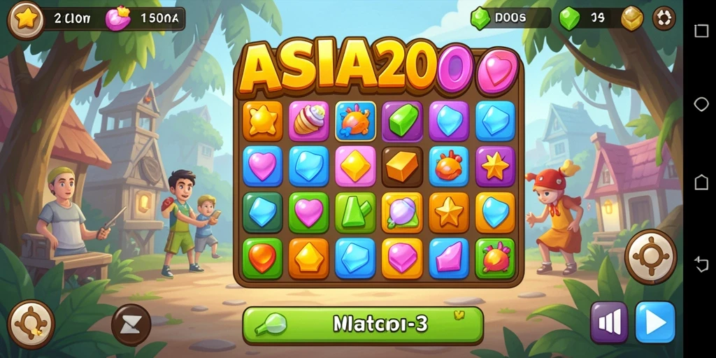 Tampilan gameplay ASIA200 yang menarik dan penuh warna.