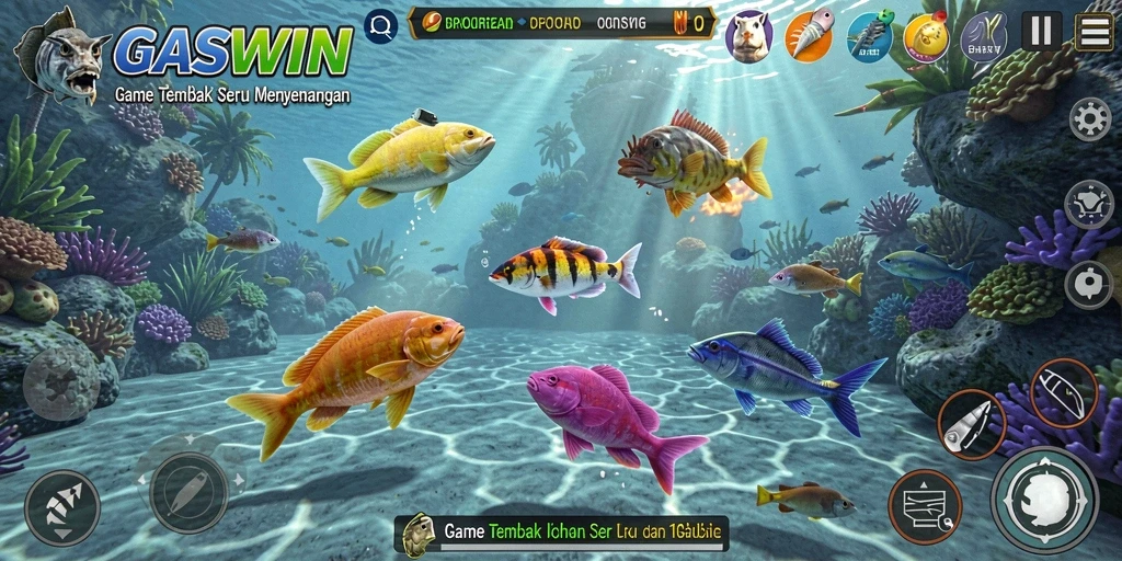Tampilan gameplay seru saat menangkap ikan di GASWIN.