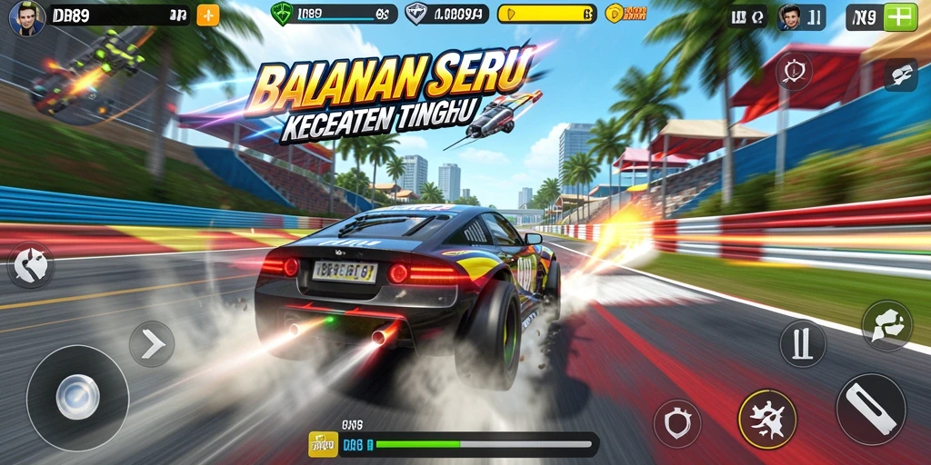 Tangkapan layar gameplay IDR89 yang memukau dalam balapan yang dramatis.