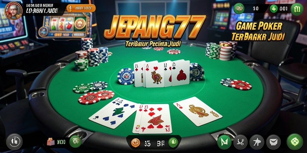 Tampilan gameplay poker seru di JEPANG77 dengan grafis menawan.