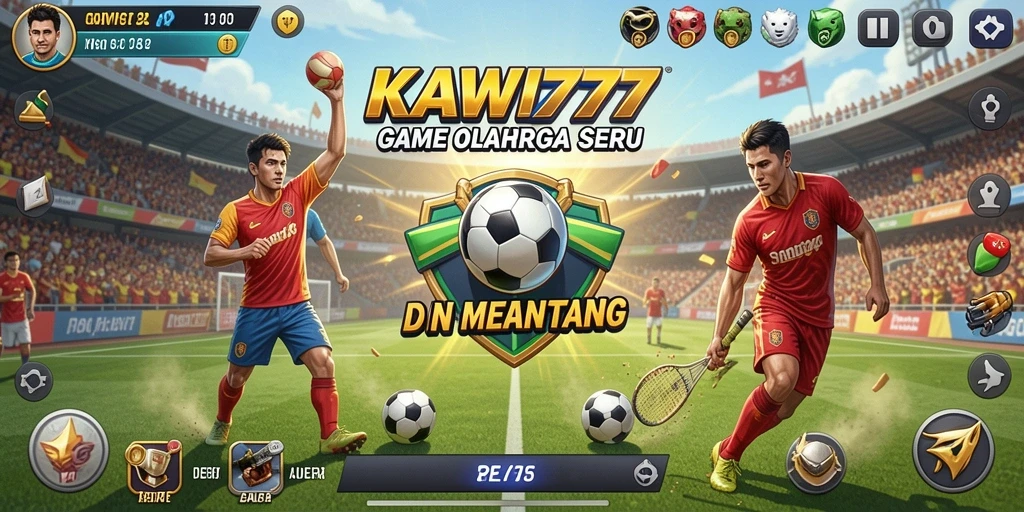 Screenshot gameplay KAWI777 menampilkan aksi mendebarkan di lapangan olahraga.