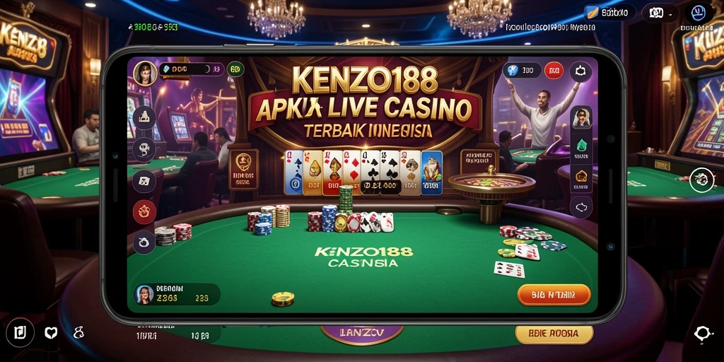 Screenshot KENZO188 menunjukkan dealer langsung dalam aksi di meja permainan.