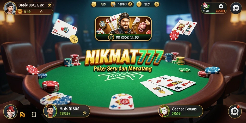 Tampilan gameplay seru di NIKMAT777 dengan variasi permainan poker.