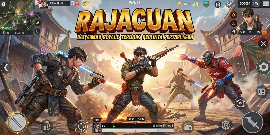 Tampilan gameplay seru dari RAJACUAN dalam pertempuran Battle Royale.