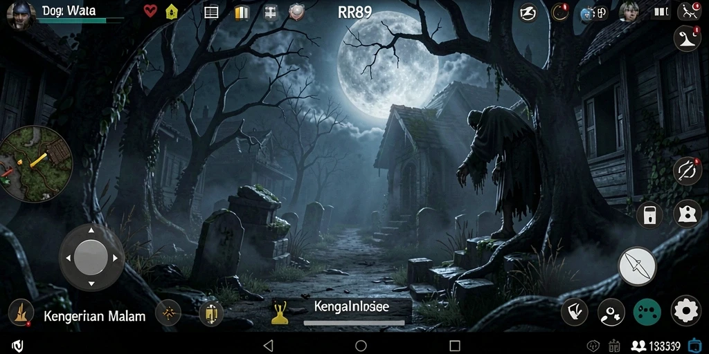 Screenshot gameplay menakutkan dari RR89 dengan suasana Horror yang mencekam.