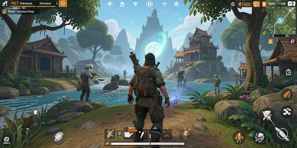 Tampilan gameplay VIO77 menampilkan dunia luas yang bisa dijelajahi.