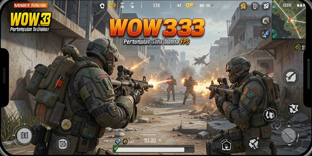 Screenshot gameplay WOW33 menampilkan aksi seru pertempuran FPS.